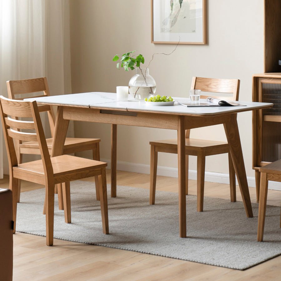 Bremen Natural Solid Oak Extending Dining Table with Ceramic Top | Oak Furniture Store