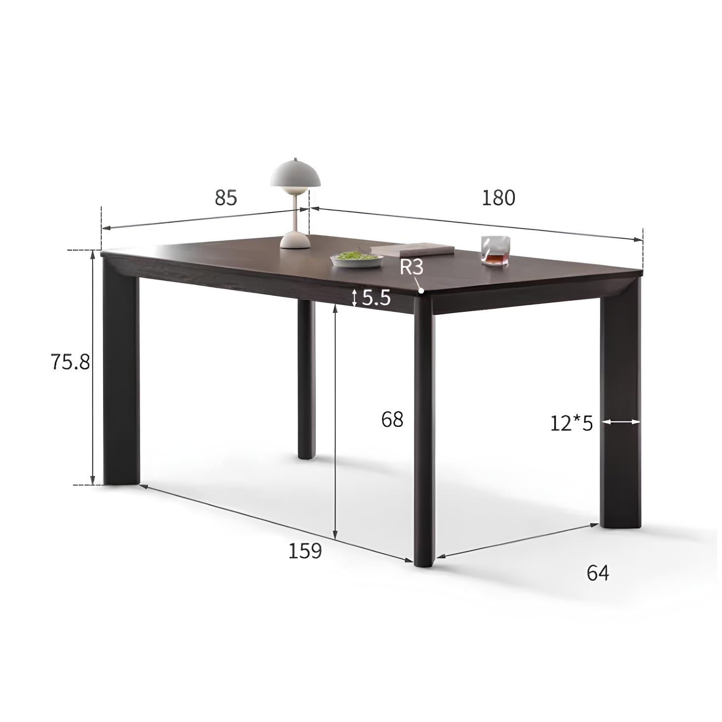 Bremen Solid Oak Dining Table in Charcoal Finish | Oak Furniture Store