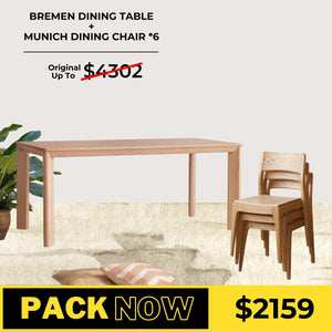 Bremen Solid Oak Large Dining Table and Munich Dining Chair Package - Oak Furniture Store