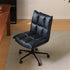 Brescia study office chair in black synthetic leather with armless design and swivel base