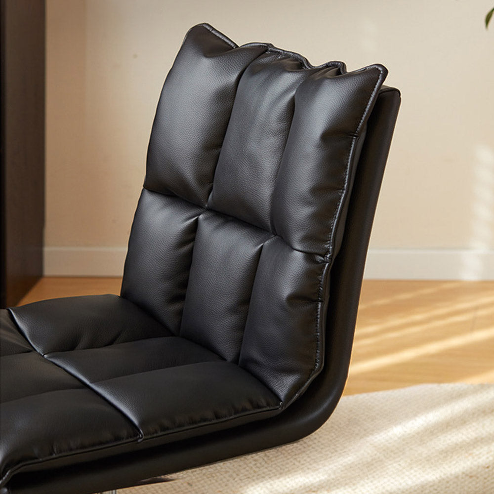 Brescia study office chair in black synthetic leather with armless design and swivel base