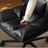 Brescia study office chair in black synthetic leather with armless design and swivel base