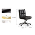 Brescia study office chair in black synthetic leather with armless design and swivel base
