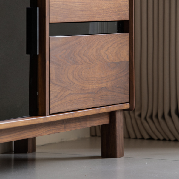 Newry Natural Solid Walnut Sideboard with Hutch Dresser