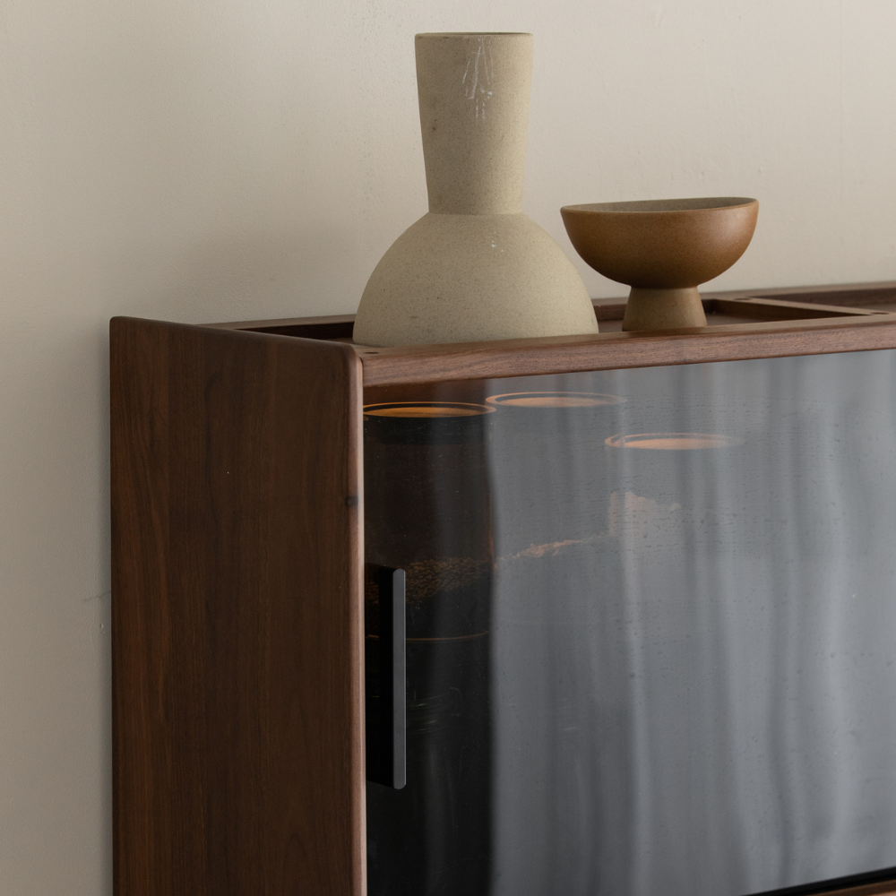 Newry Natural Solid Walnut Sideboard with Hutch Dresser
