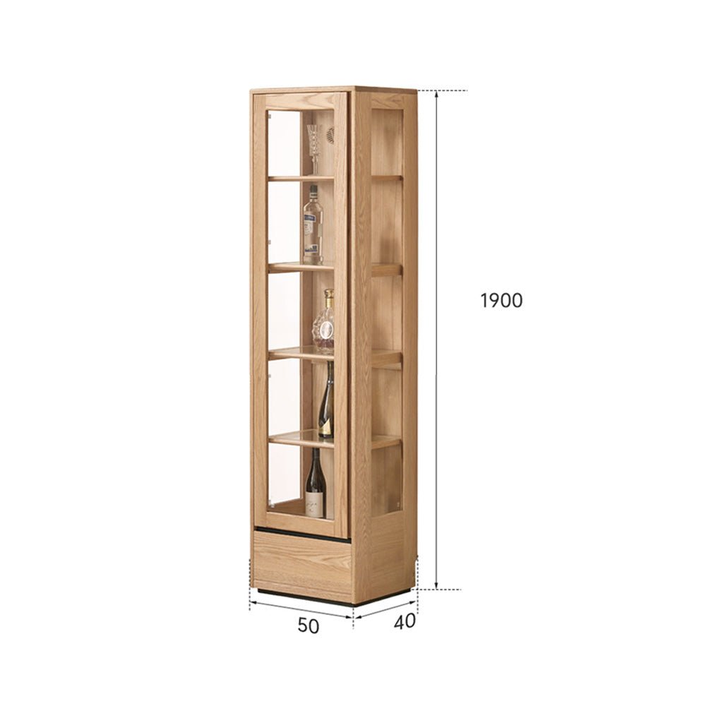 Cetina Natural Solid Ash Display Cabinet with LED Light | Oak Furniture Store