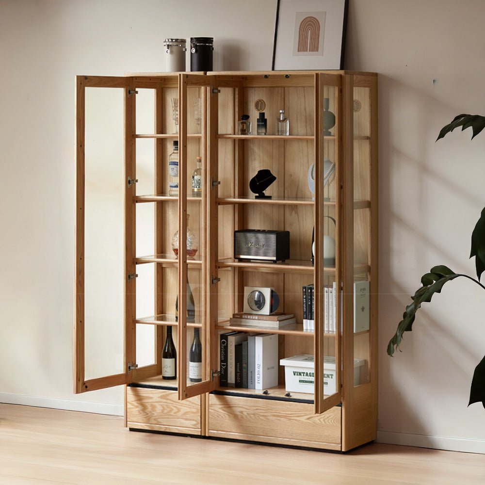 Cetina Natural Solid Ash Display Cabinet with LED Light | Oak Furniture Store