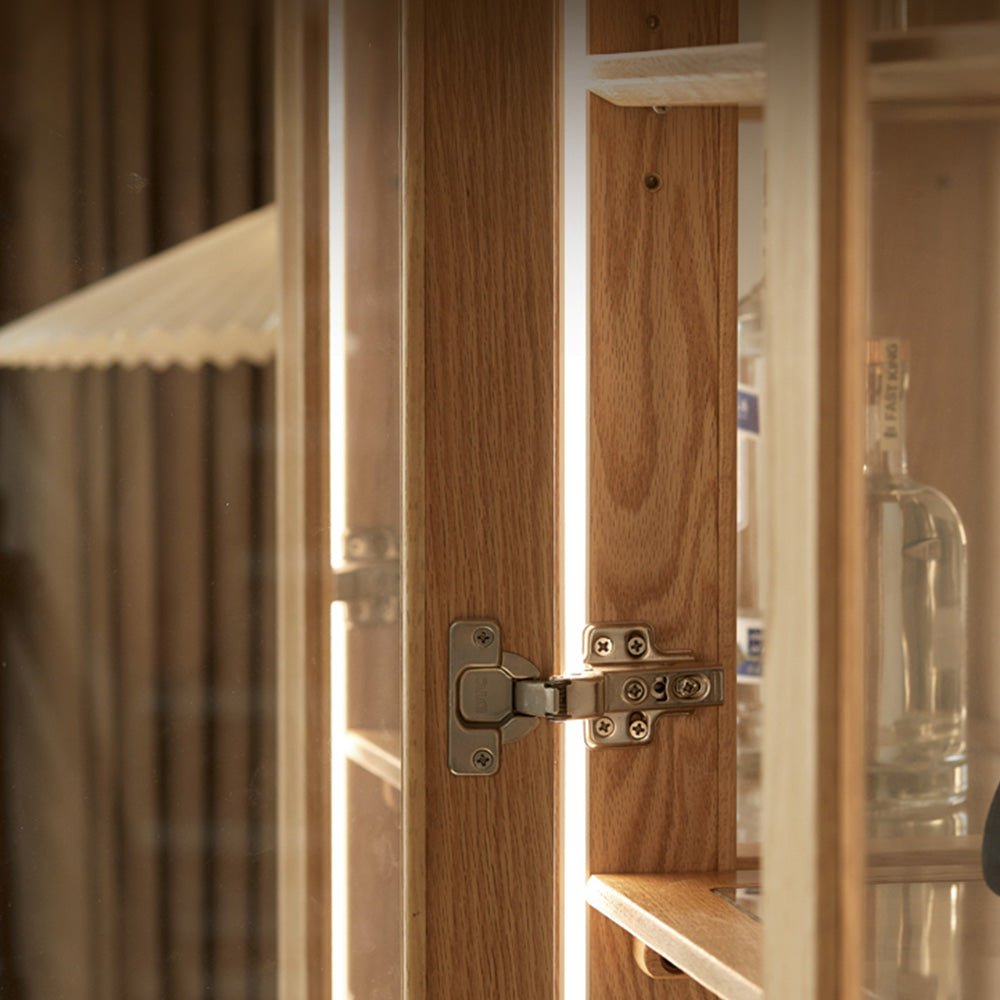 Cetina Natural Solid Ash Display Cabinet with LED Light | Oak Furniture Store