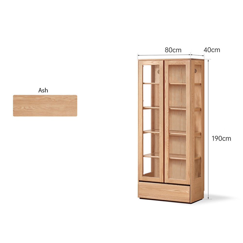 Cetina Natural Solid Ash Display Cabinet with LED Light | Oak Furniture Store