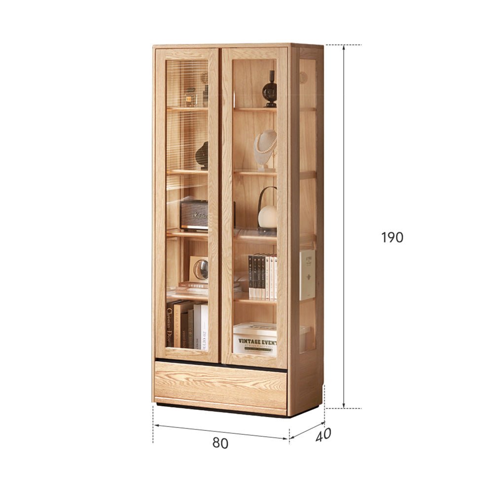 Cetina Natural Solid Ash Display Cabinet with LED Light | Oak Furniture Store