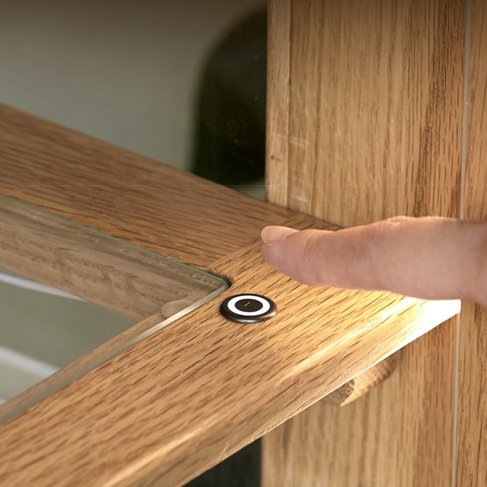 Cetina Natural Solid Ash Display Cabinet with LED Light | Oak Furniture Store