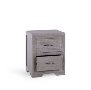 Chamfer Natural Solid Oak Bedside Table Grey Wash - Clearance - Oak Furniture Store