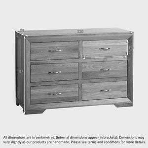 Chamfer Natural Solid Oak Chest of 6 Drawers - Oak Furniture Store