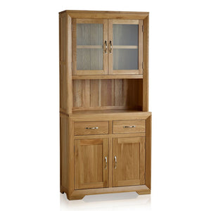 Chamfer Natural Solid Oak Small Sideboard With Hutch Dresser - Oak Furniture Store