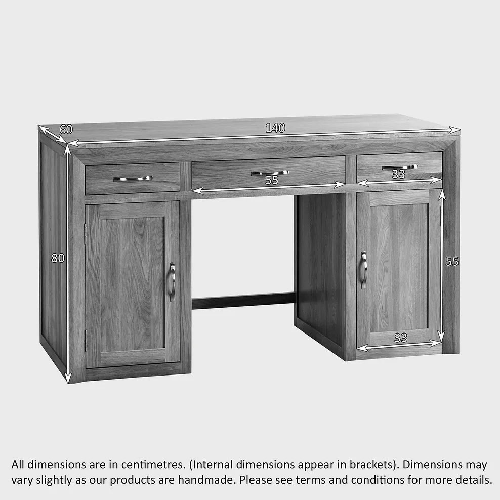 Chamfer Natural Solid Oak Writing Desk - Oak Furniture Store