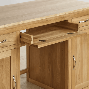 Chamfer Natural Solid Oak Writing Desk - Oak Furniture Store & Sofas