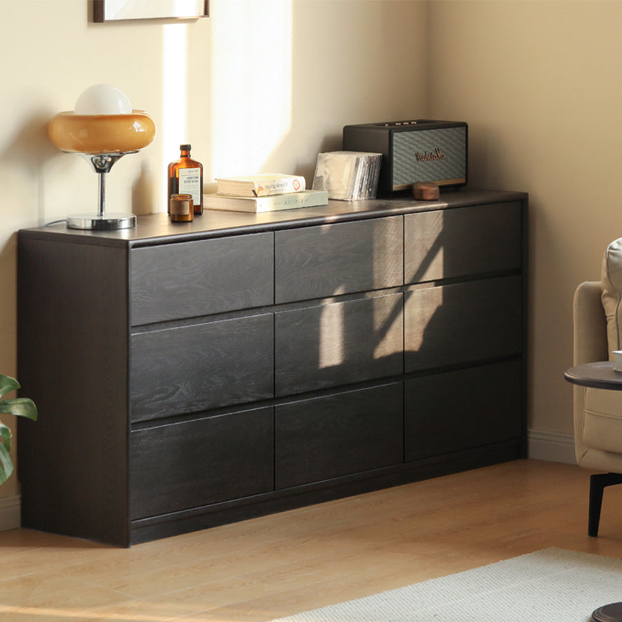 Charcoal Solid Oak Chest of 9 Drawers