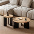 Charcoal solid ash round nesting coffee table set with two-tone design