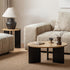 Charcoal solid ash round nesting coffee table set with two-tone design