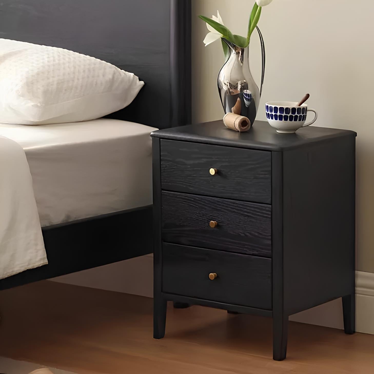 Charcoal Solid Oak Bedside Table | Oak Furniture Store