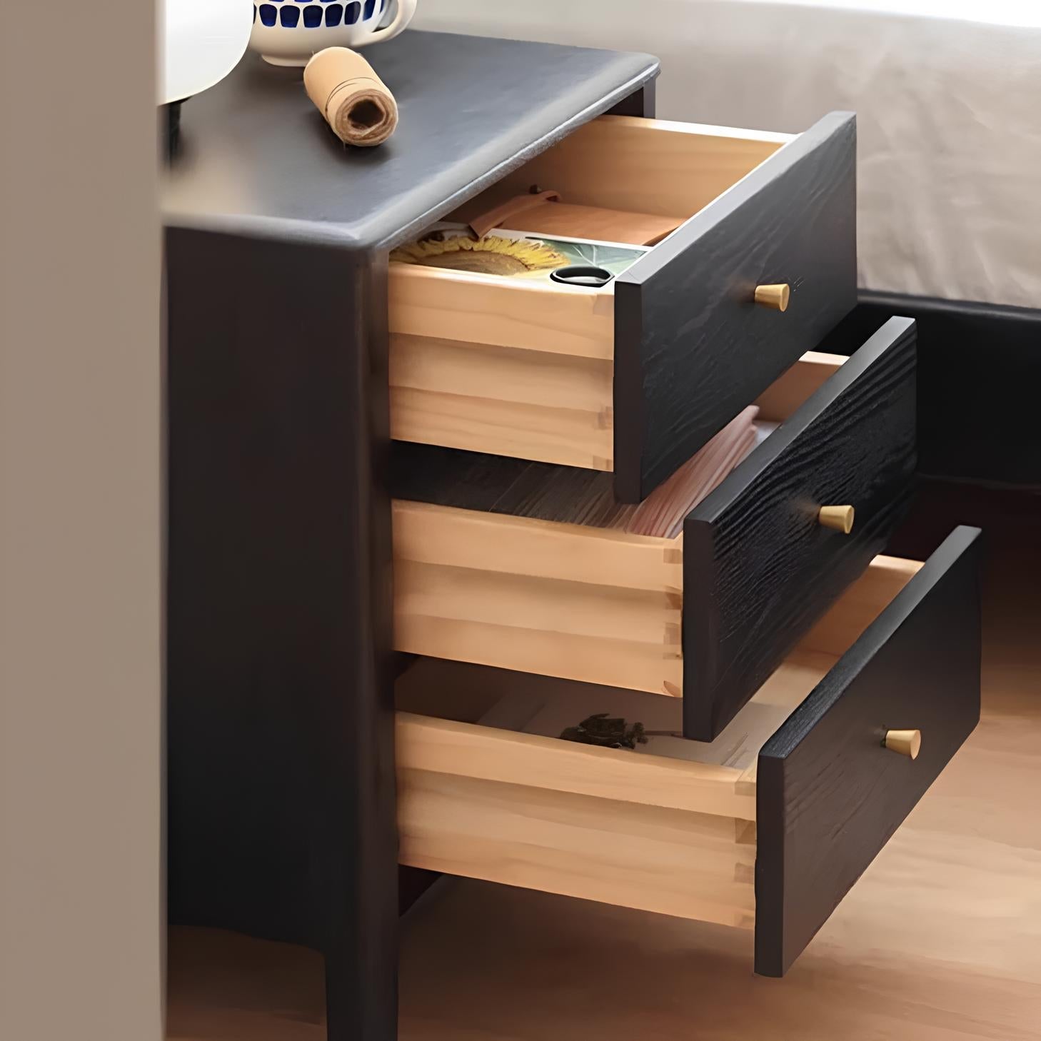Charcoal Solid Oak Bedside Table | Oak Furniture Store