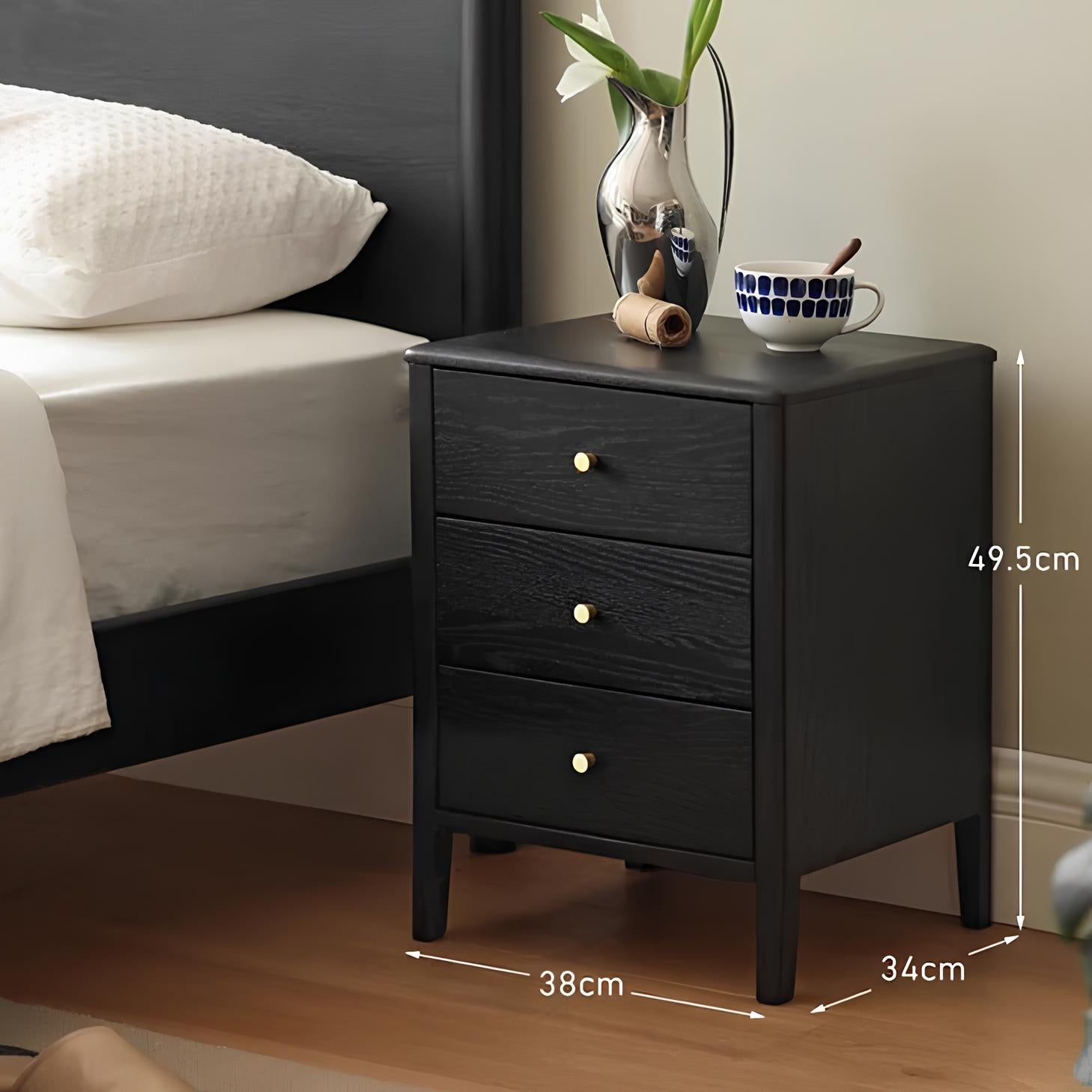 Charcoal Solid Oak Bedside Table | Oak Furniture Store