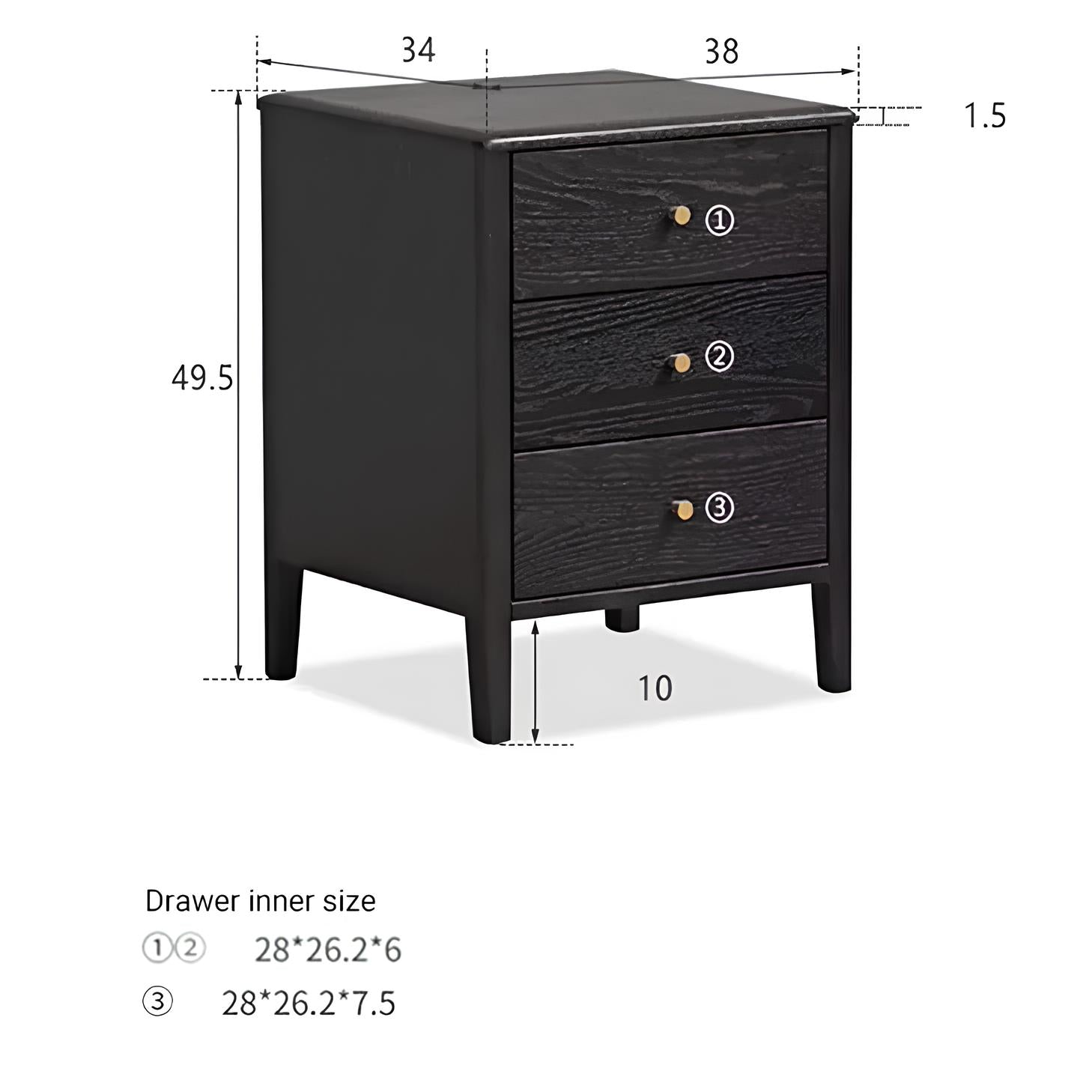 Charcoal Solid Oak Bedside Table | Oak Furniture Store