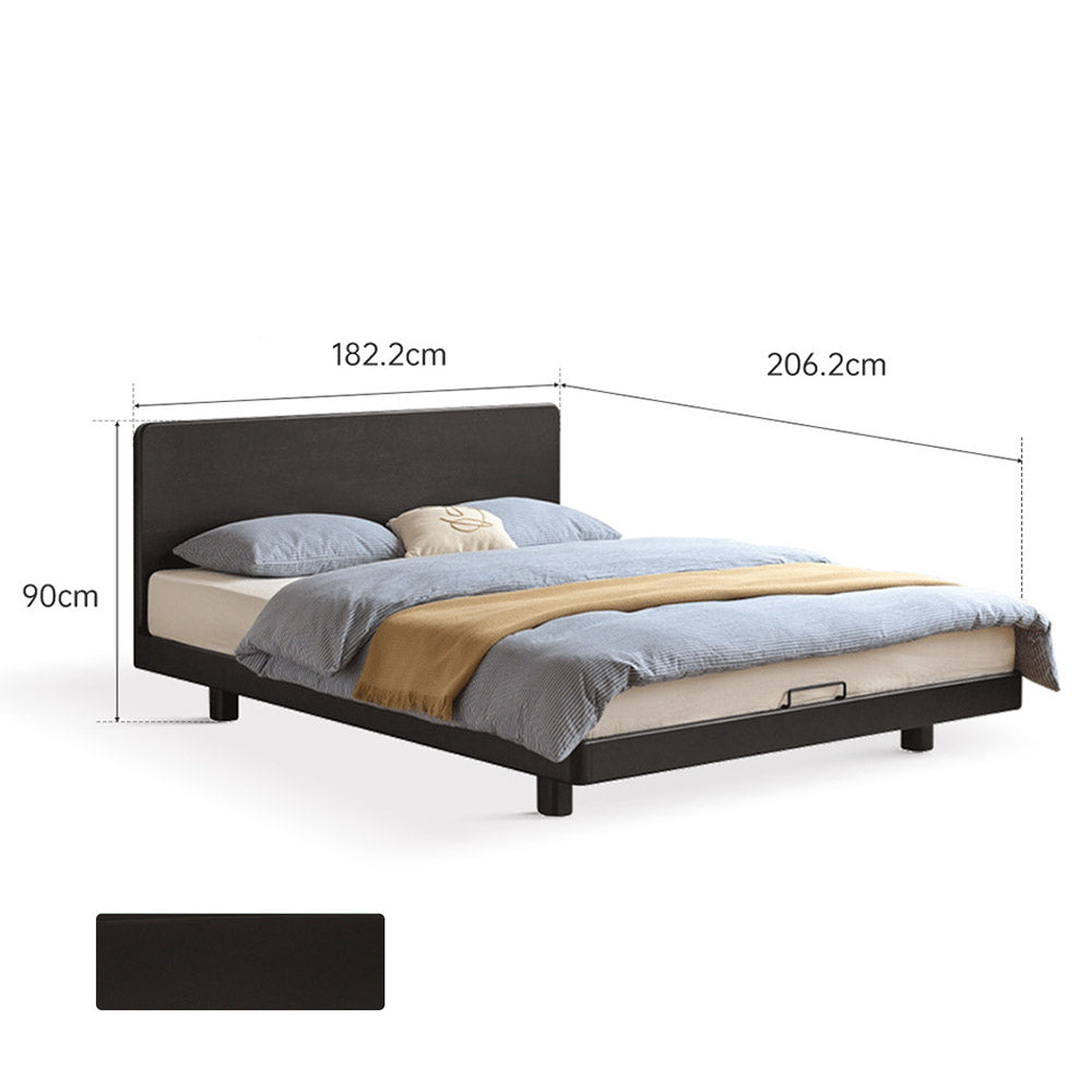 Charcoal Solid Rubber Wood Bed Frame