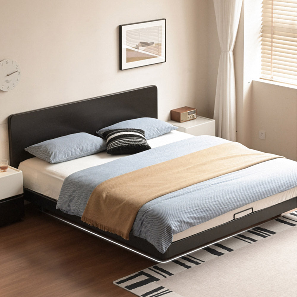 Charcoal Solid Rubber Wood Bed Frame