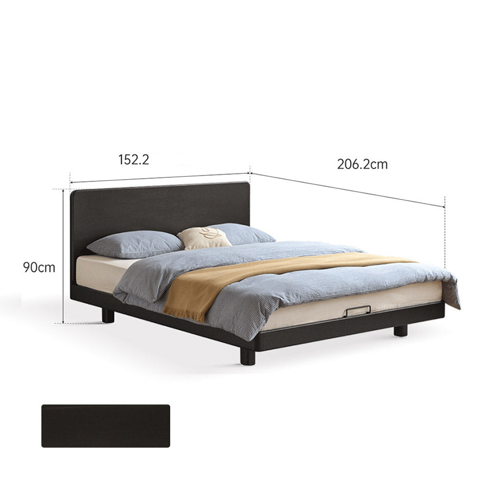 Charcoal Solid Rubber Wood Bed Frame
