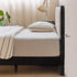 Charcoal Solid Rubber Wood Cushion Back Bed Frame