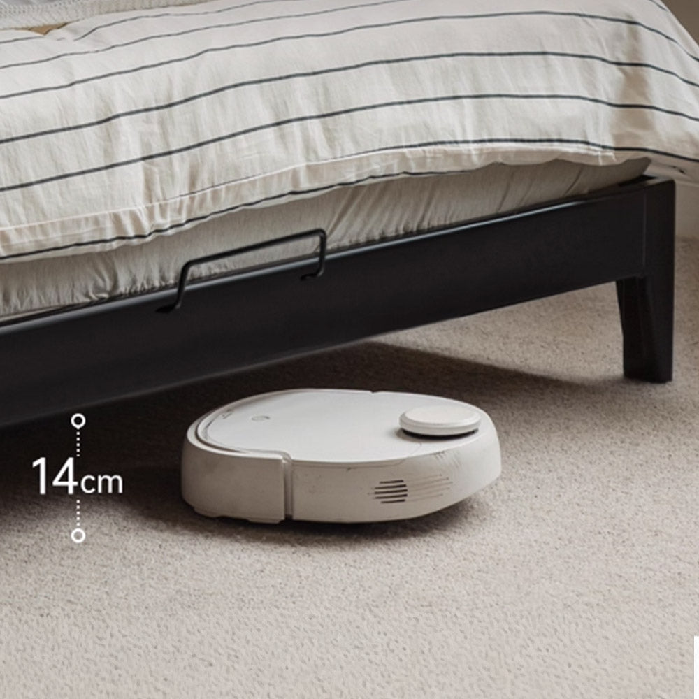 Charcoal Solid Rubber Wood Cushion Back Bed Frame