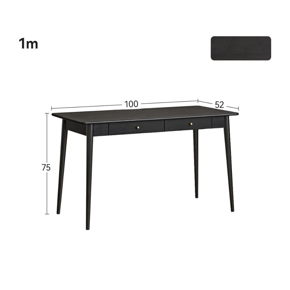 Charcoal Solid Rubber Wood Desk