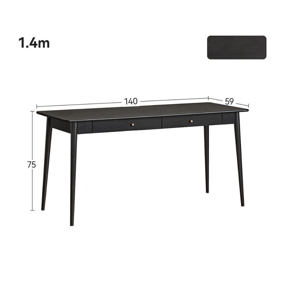 Charcoal Solid Rubber Wood Desk