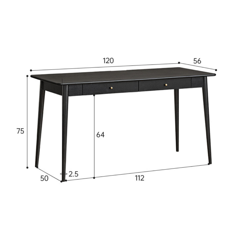 Charcoal Solid Rubber Wood Desk