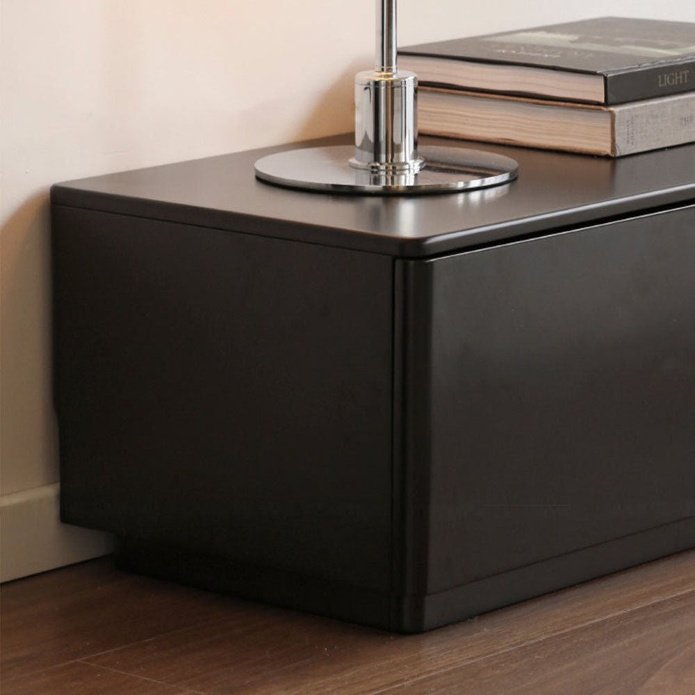Charcoal Solid Rubber Wood Entertainment Unit