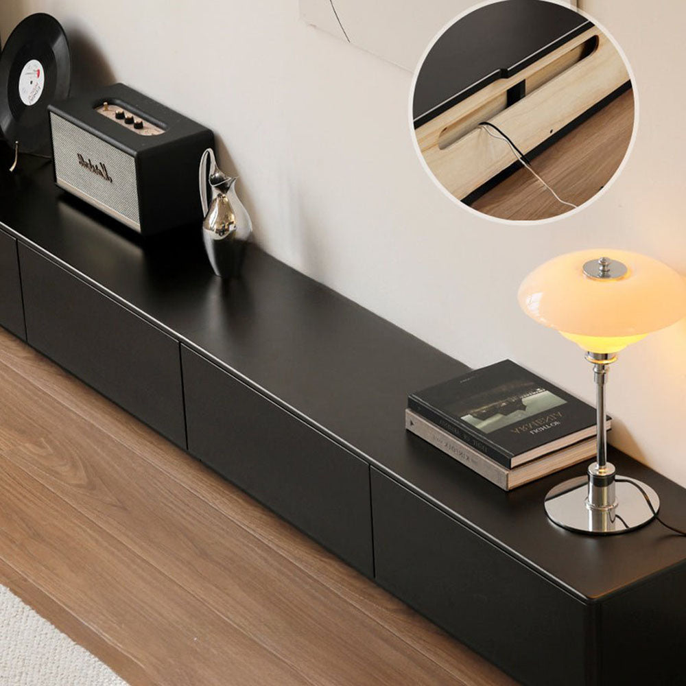 Charcoal Solid Rubber Wood Entertainment Unit