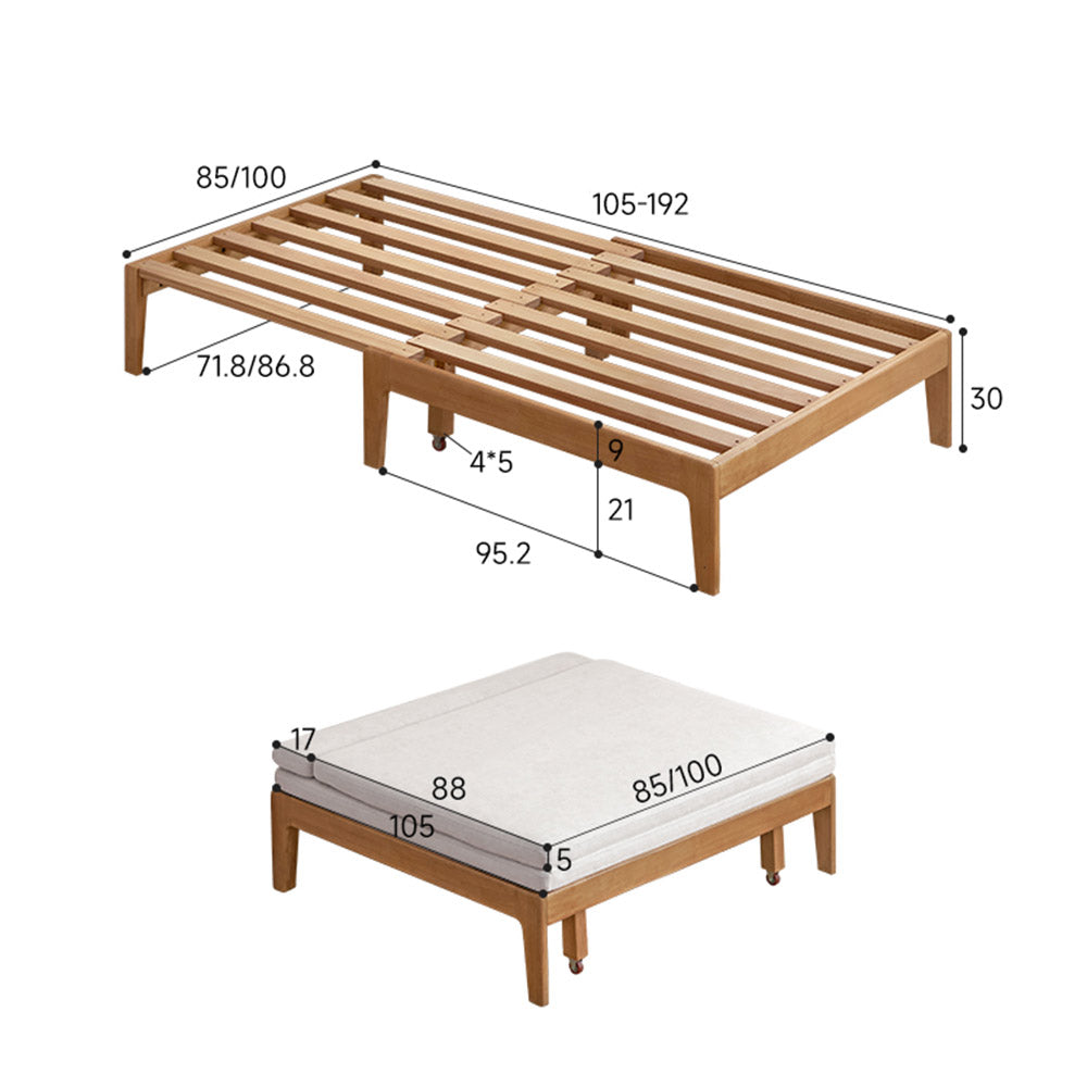Clichy Natural Solid Rubber Wood Sofa Bed
