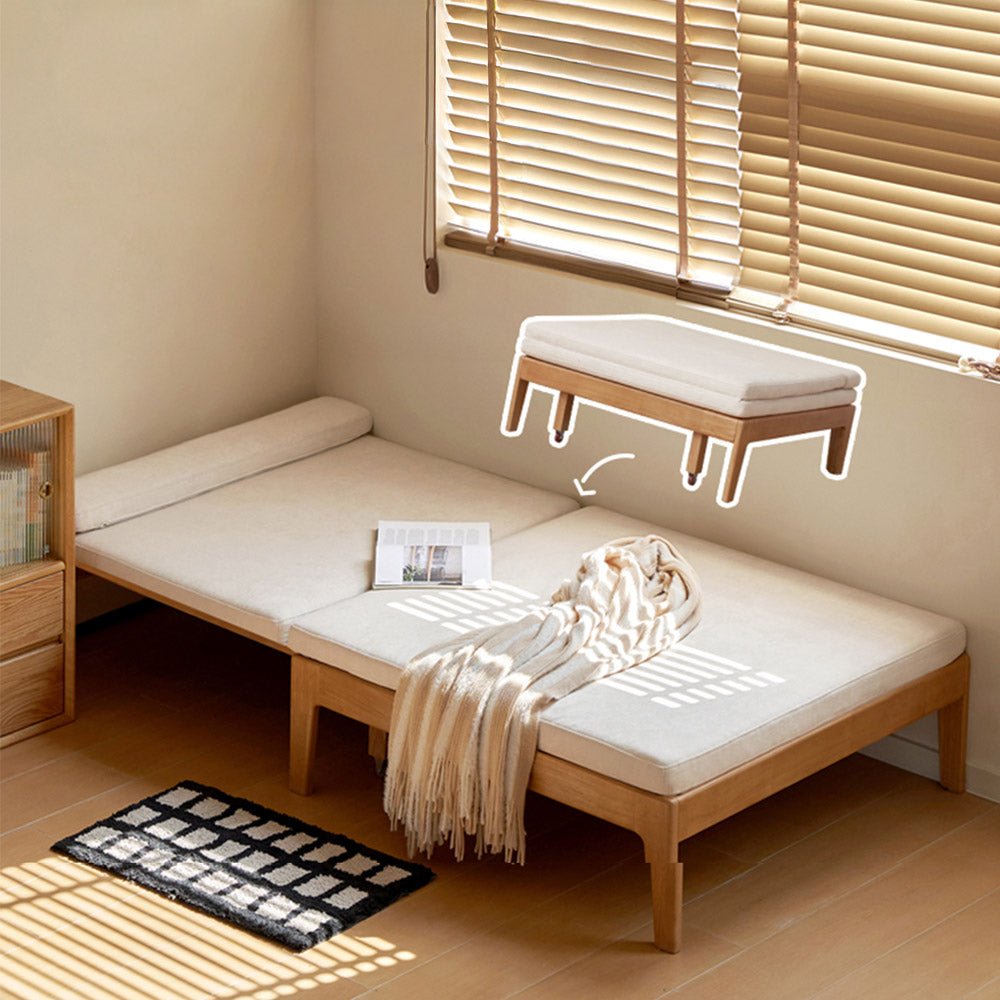 Clichy Natural Solid Rubber Wood Sofa Bed