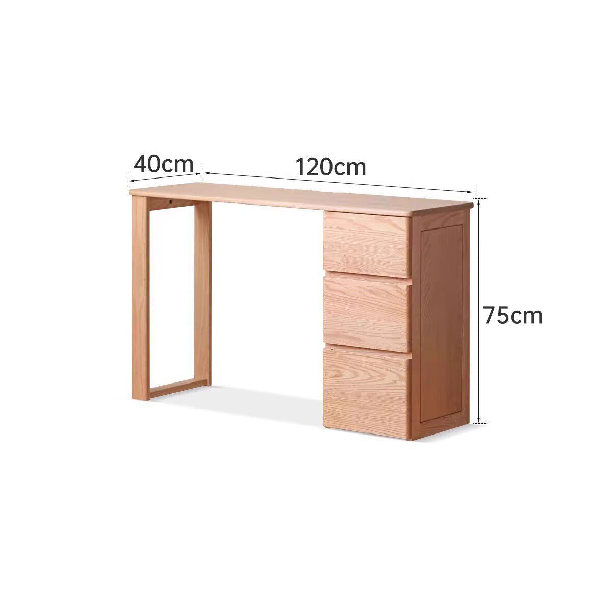 Clovis Natural Solid Oak Study Desk with Drawers