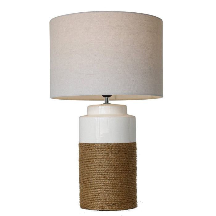 Coastal White Ceramic & Rope Lamp RRS3026