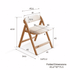 Corese Natural Solid Oak Folding Chair dimension guide with folded size, seat height, width, depth and backrest measurements.