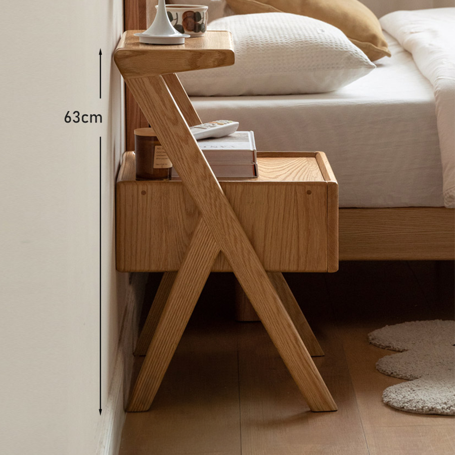Cozar Natural Solid Oak Bedside Table
