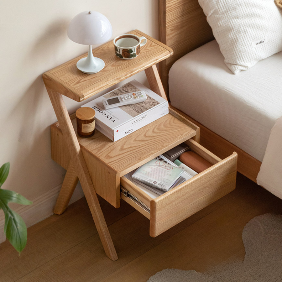 Cozar Natural Solid Oak Bedside Table