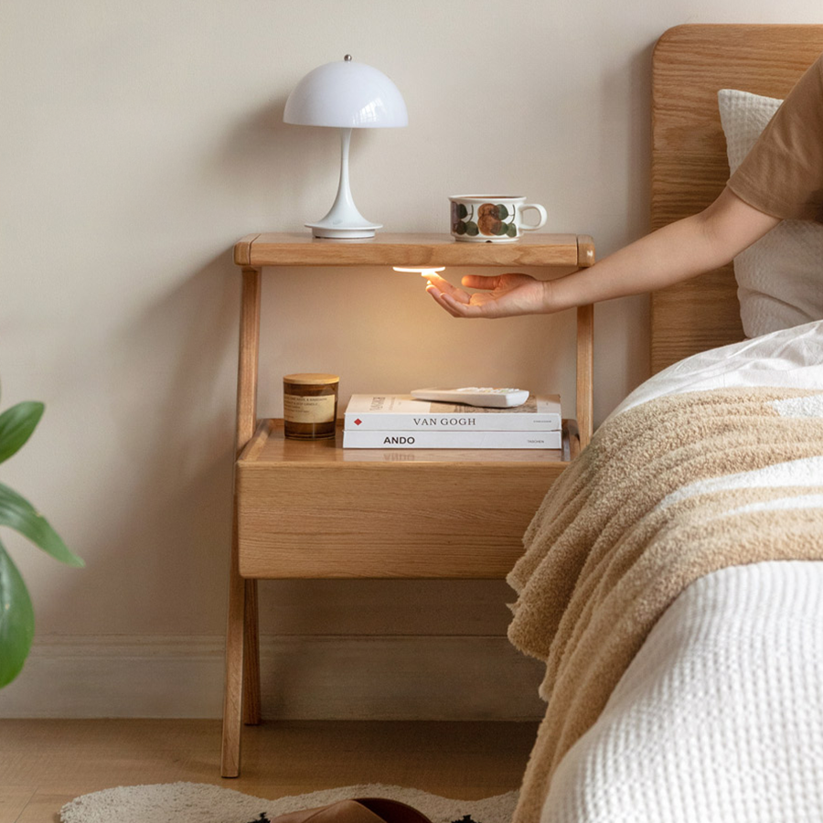 Cozar Natural Solid Oak Bedside Table