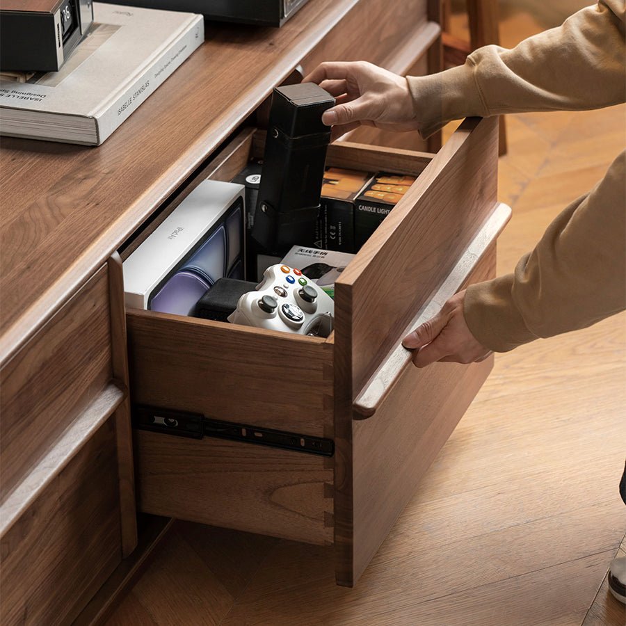 Crawley Solid Walnut Floor Standing Entertainment Unit | Oak Furniture Store