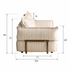 Side view sofa dimensions showing 104 cm overall depth, 86 cm overall height, 73 cm rear height and 68 cm arm height.