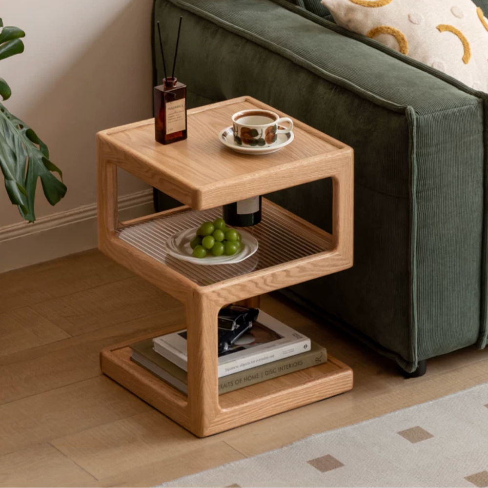 Crystal Natural Solid Hardwood Side Table