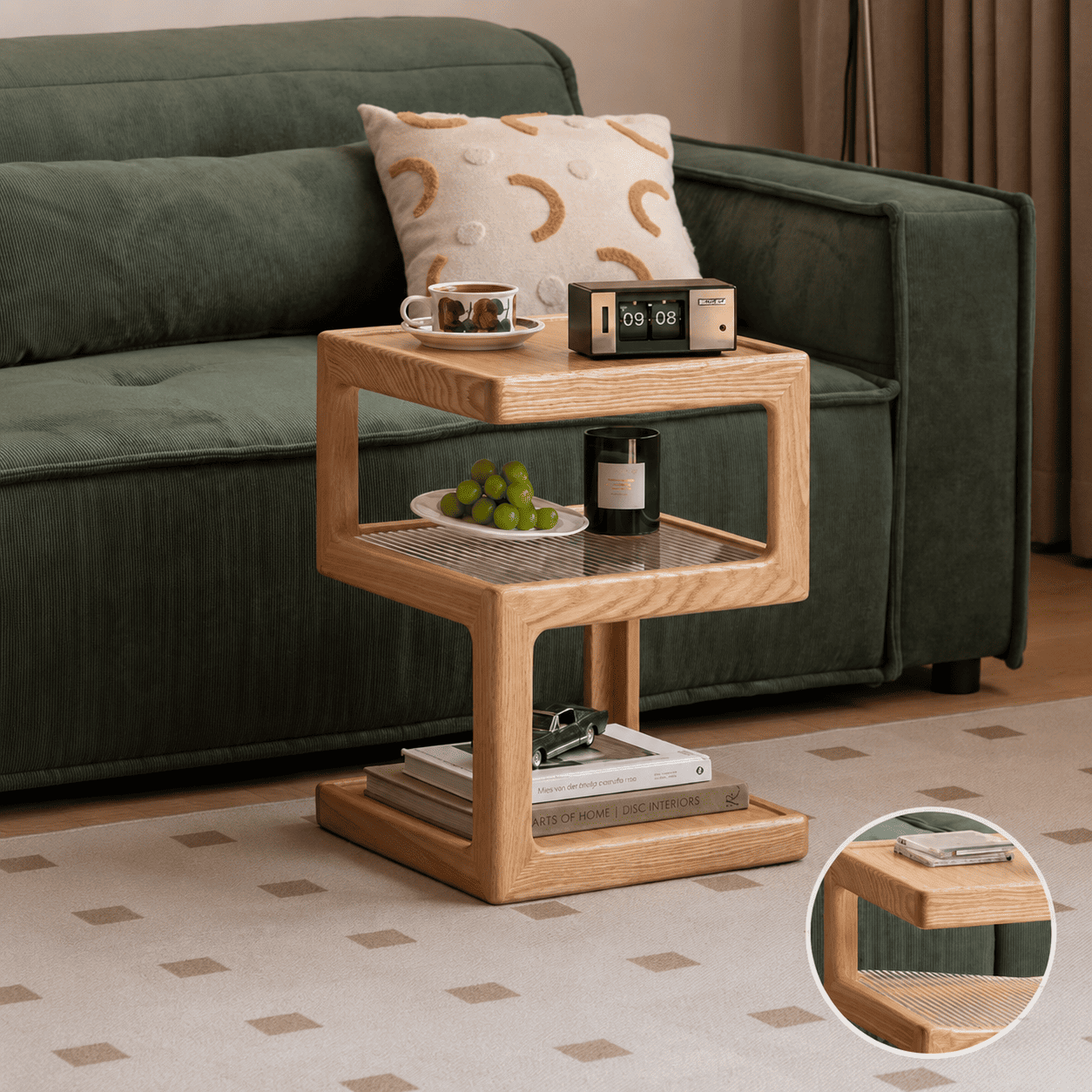 Crystal Natural Solid Hardwood Side Table