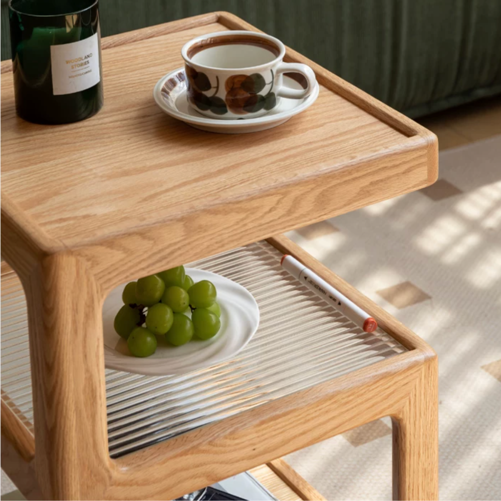 Crystal Natural Solid Hardwood Side Table